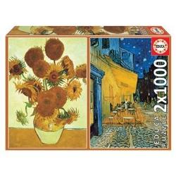 EDUCA - Puzzle 2x1000 Vaso girassóis + Terraço caf. noite, Vincent V.Gogh 18491