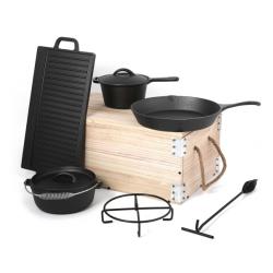 MICHELANGELO - Conjunto 9peças em ferro fundido Parilla C/ caixa de Madeira 8MA993594