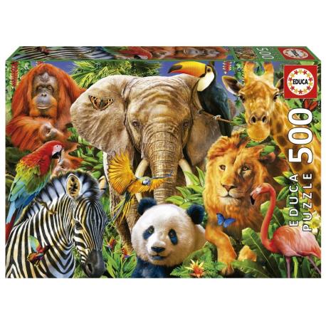 EDUCA - Puzzle 500 Colagem de Animais Selvagens 19550